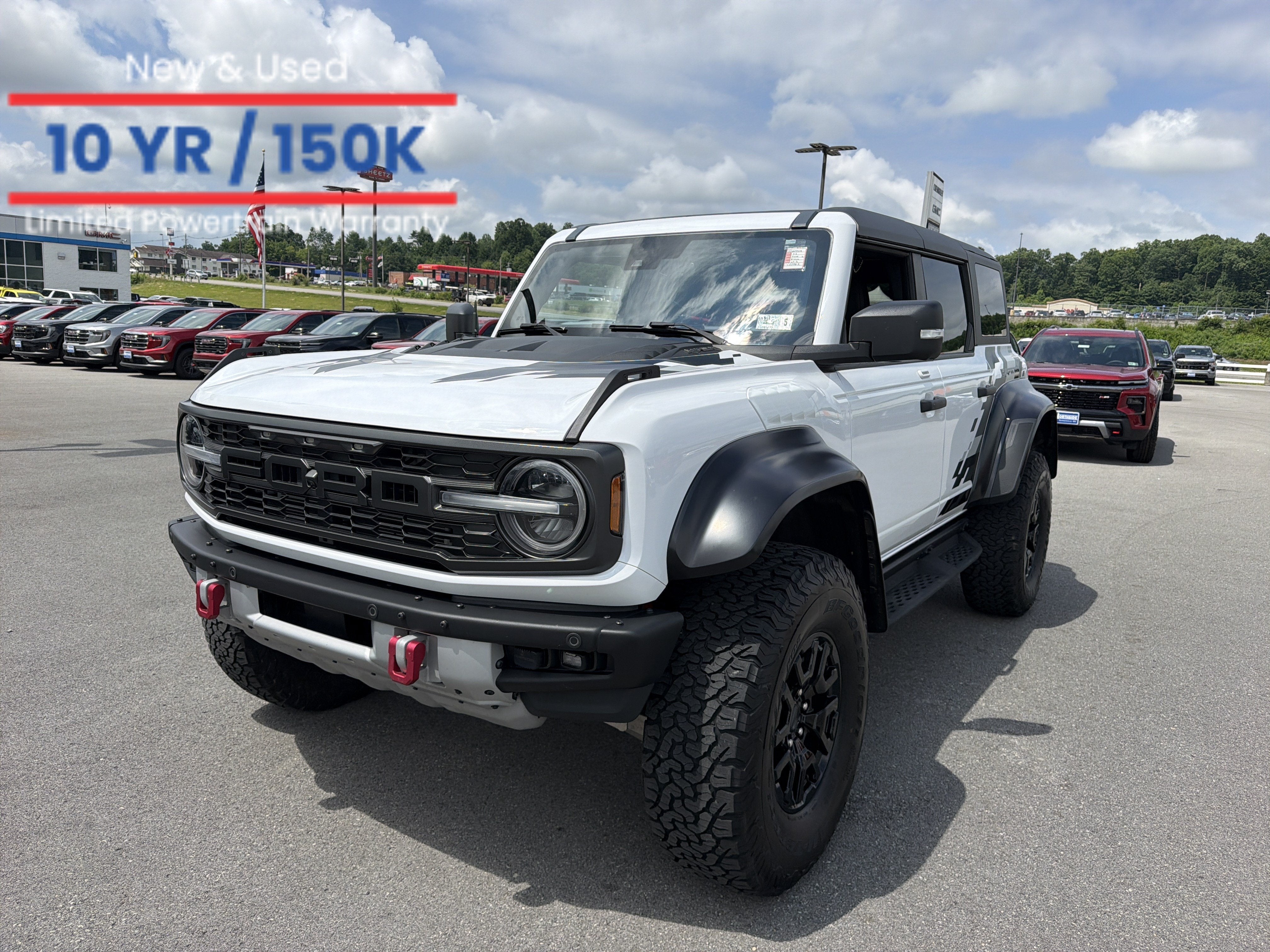 2023 Ford Bronco Raptor in White — front three-quarter view
