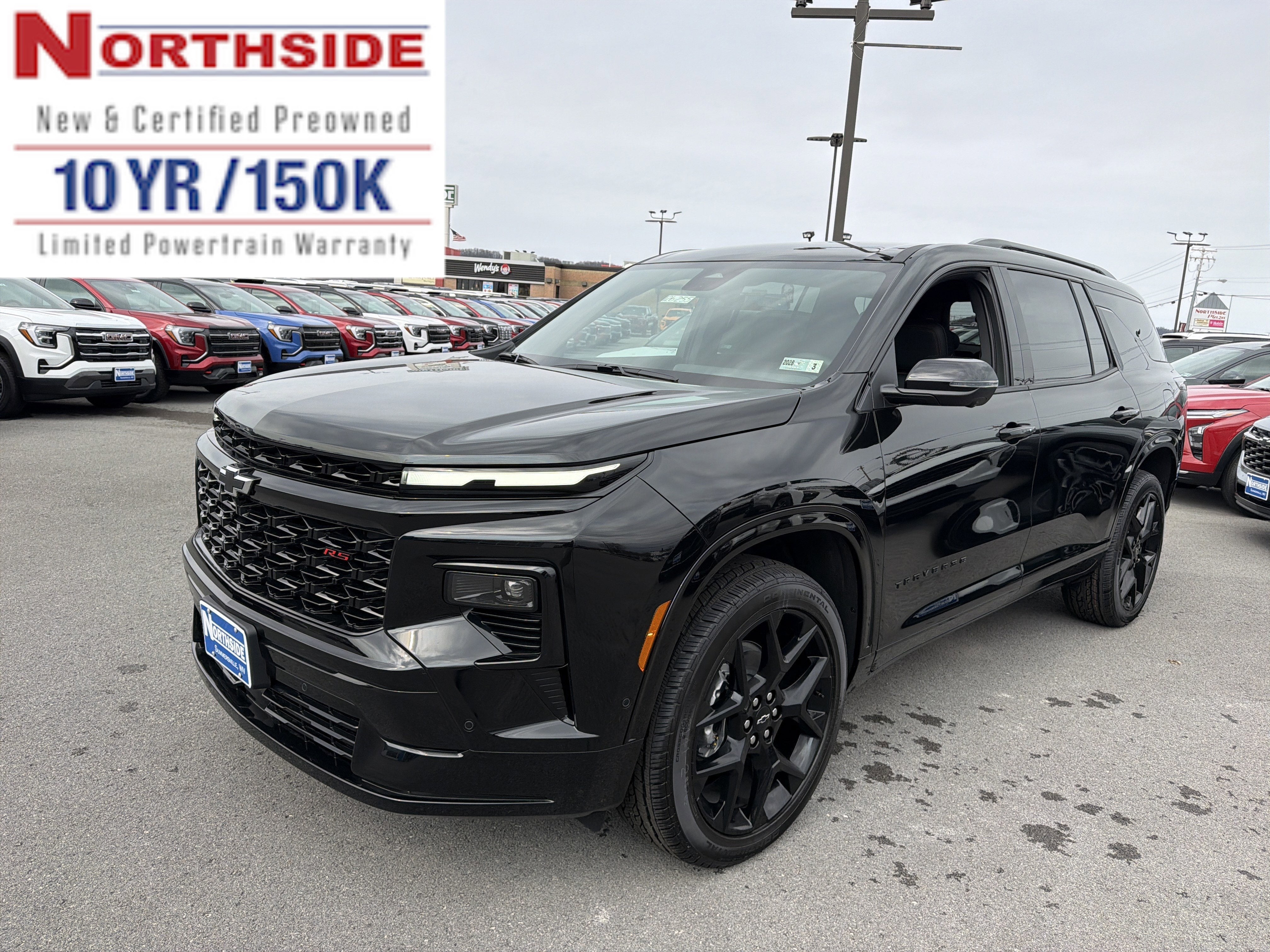 2026 Chevrolet Traverse RS in Mosaic Black Metallic — front three-quarter view