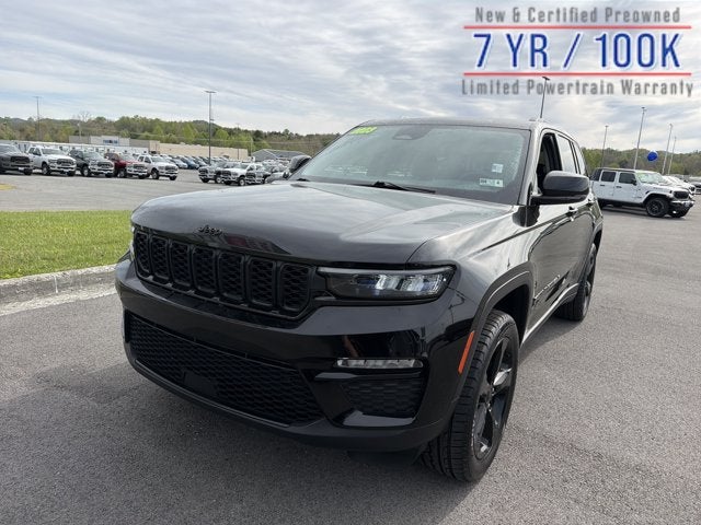 2023 Jeep Grand Cherokee Limited in Diamond Black Crystal Pearlcoat — front three-quarter view