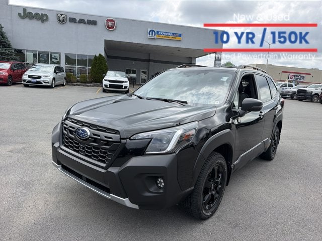 2024 Subaru Forester Wilderness in Crystal Black Silica — front three-quarter view